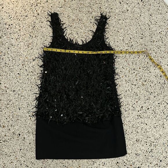 Theory black crescent beaded sequin mini cocktail dress 4 - Picture 5 of 9